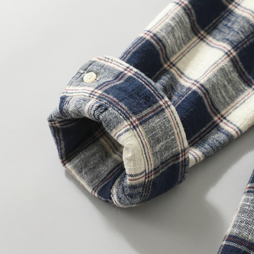 Roman Plaid Shirt in White — men's premium cotton plaid long-sleeve button-up