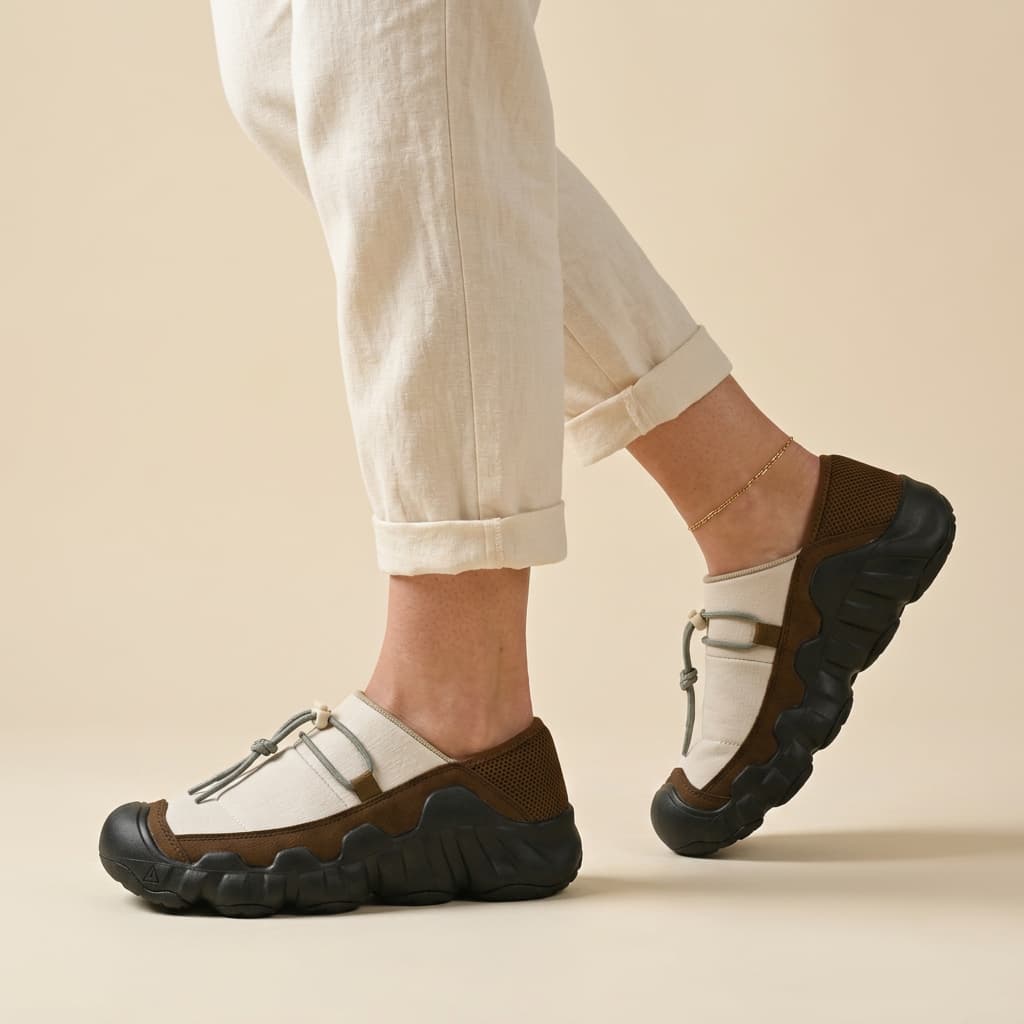 Amos Canvas Sneakers — premium cushioned slip-on with bungee toggle and lugged sole