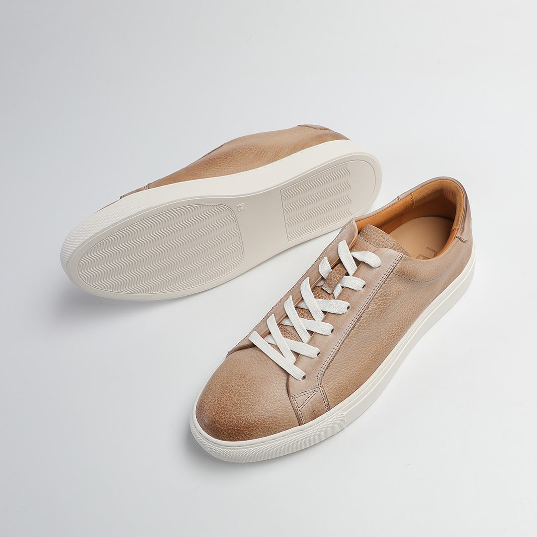 Carter Court Sneakers in Beige — pair with the textured outsole showing