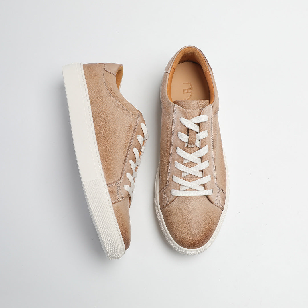 Carter Court Sneakers in Beige — side and top view of the pair