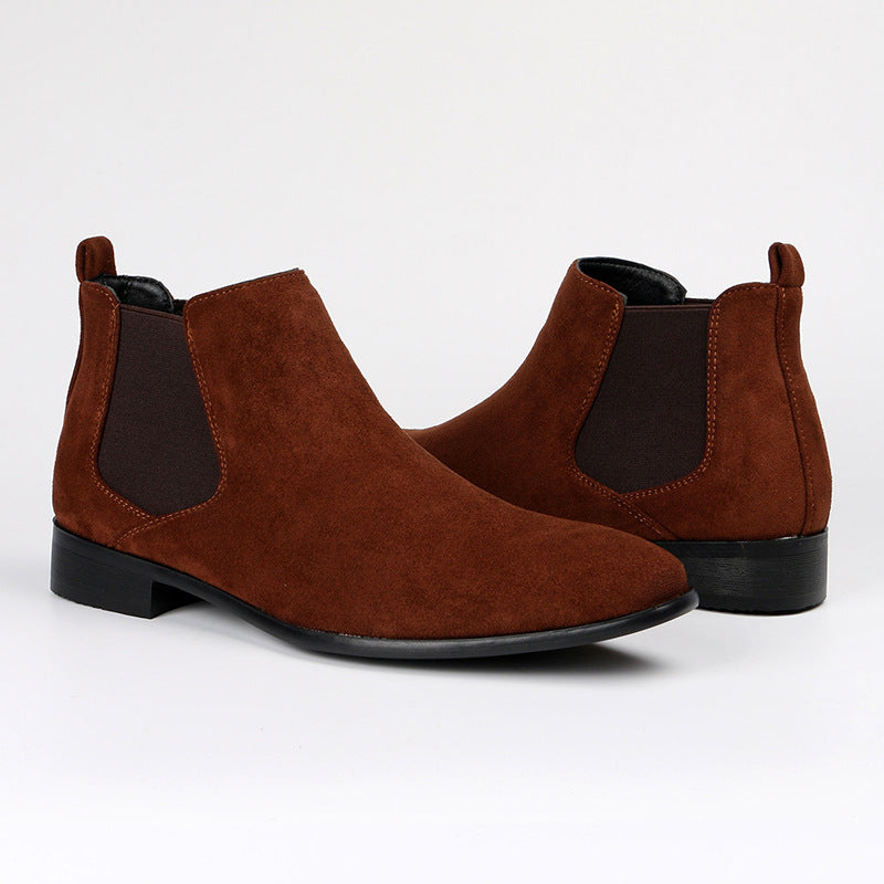 Wade Chelsea Boots in Brown — front-facing pair showing the rear pull tabs