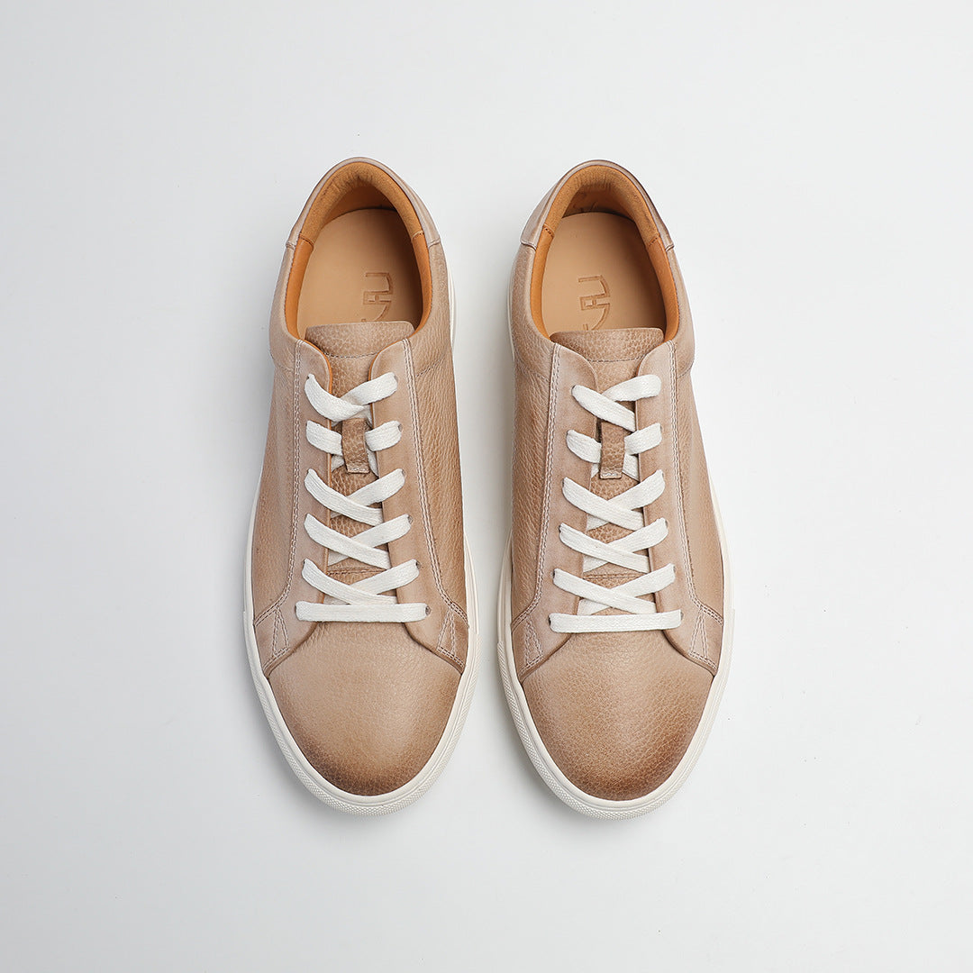 Carter Court Sneakers in Beige — top-down view of the pair