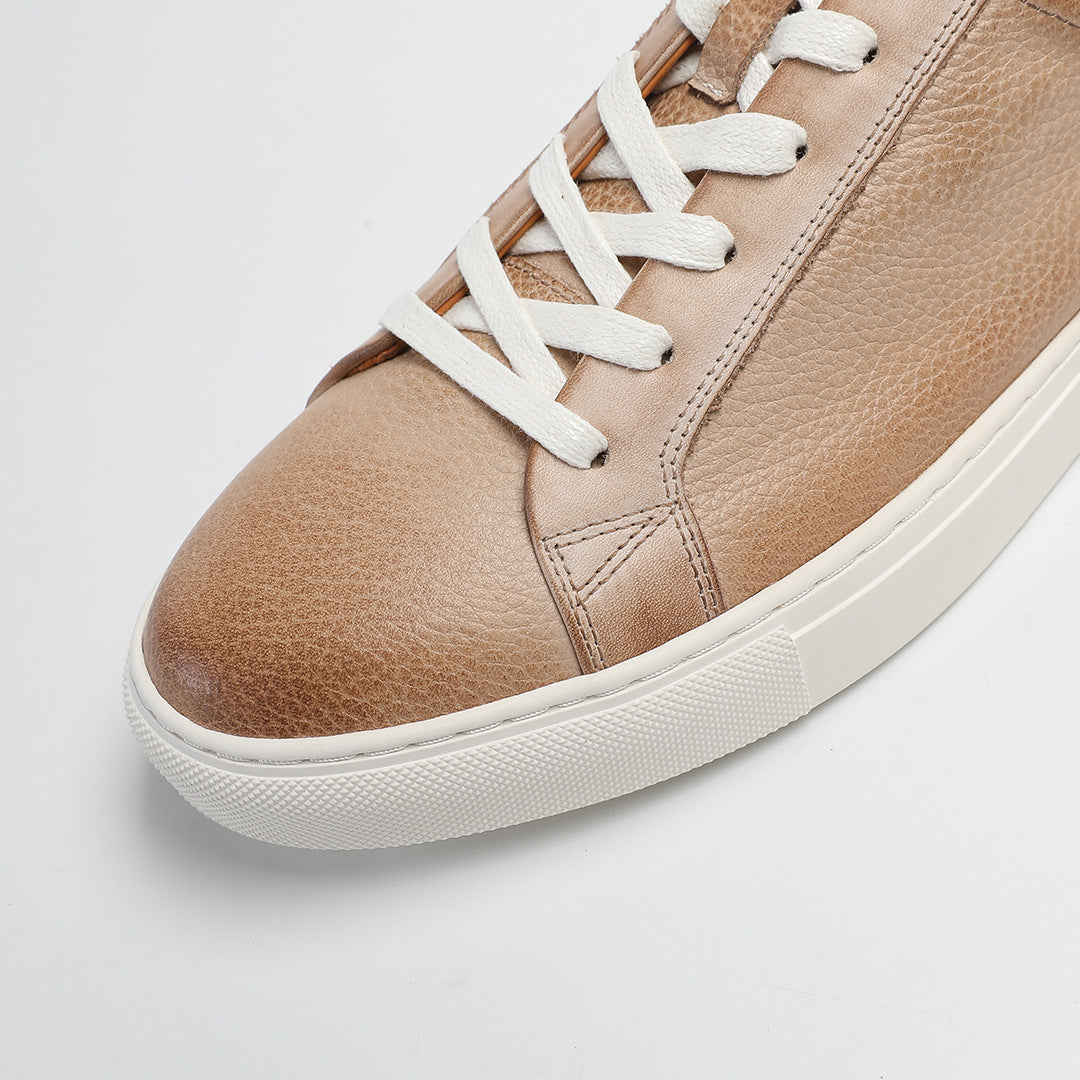 Carter Court Sneakers in Beige — close-up of the clean toe and lacing
