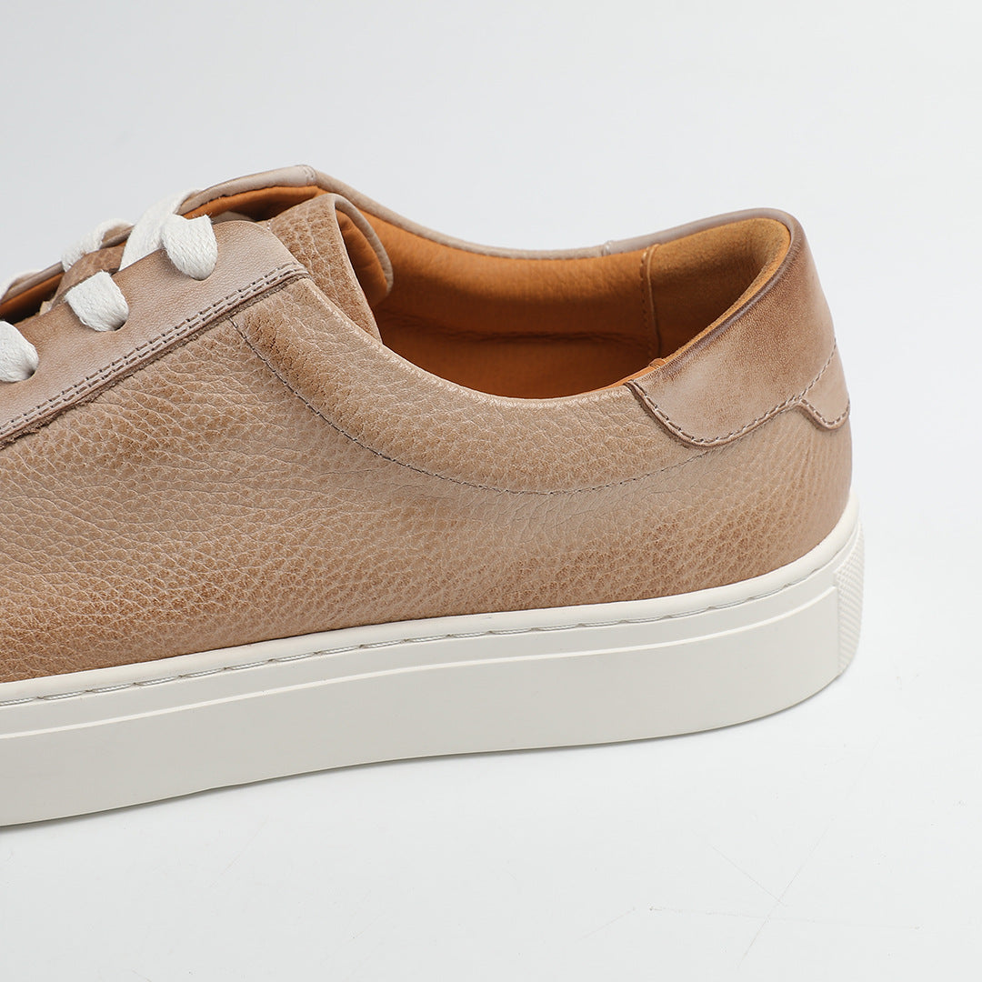 Carter Court Sneakers in Beige — close-up of the heel and padded collar