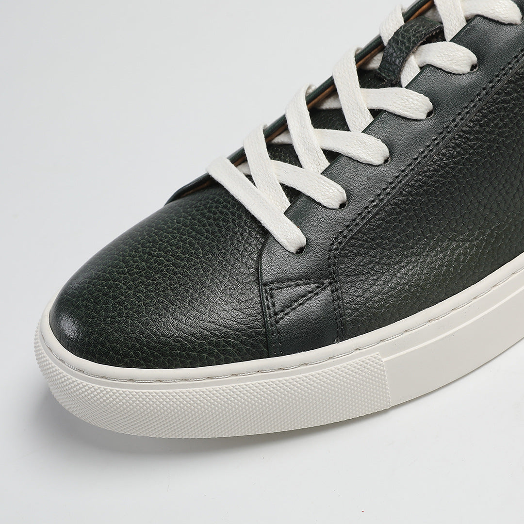 Carter Court Sneakers in Dark Green — close-up of the clean toe and lacing
