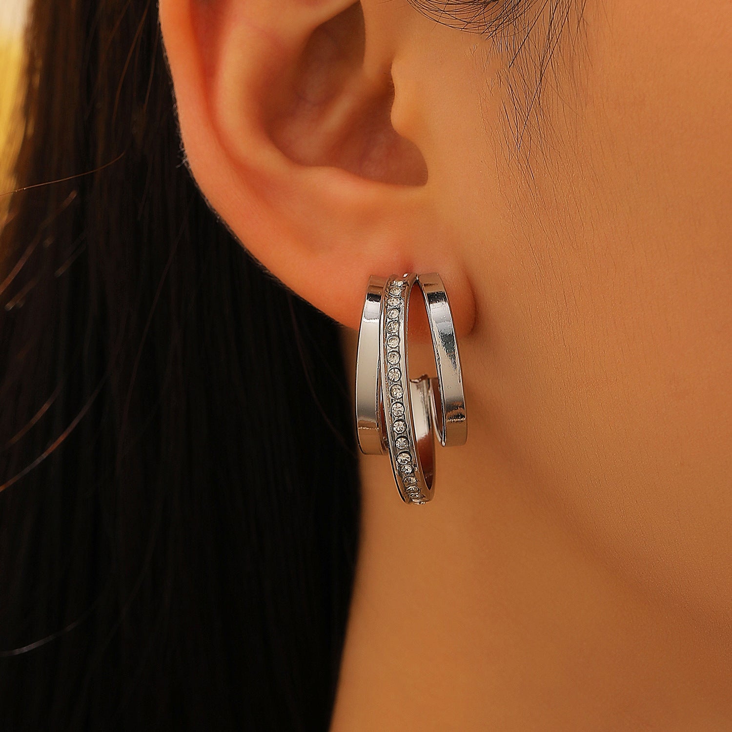 Natalie Crystal Hoop Earrings
