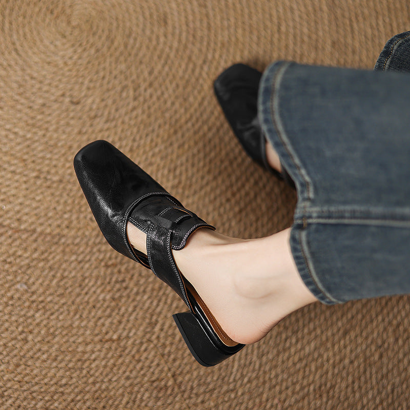 Cherry Leather Slip-Ons