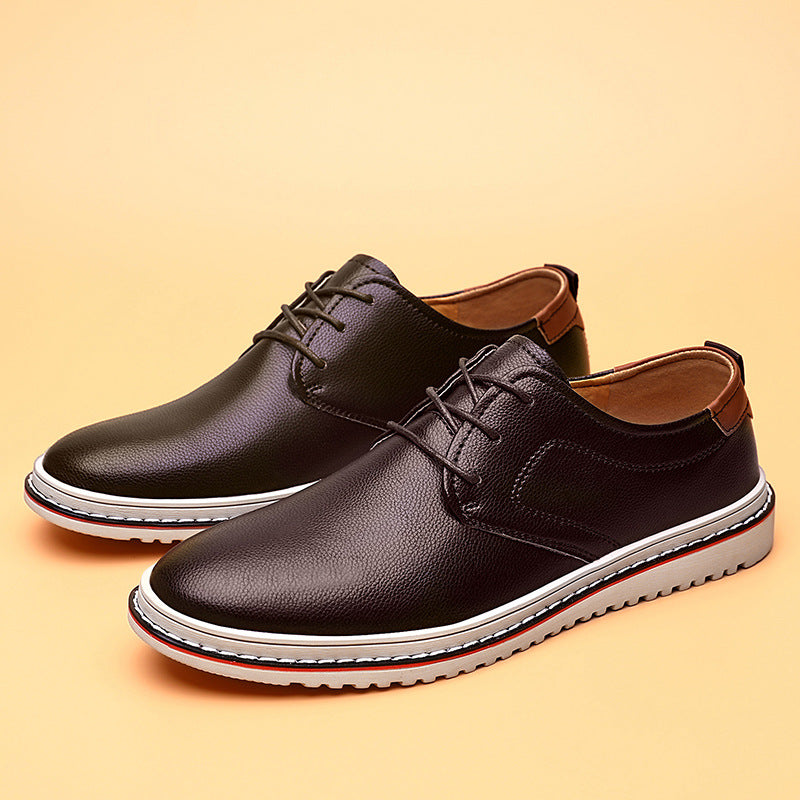 Wells Derby Shoes in Dark Brown — pair showing the contrast heel tab and three-eyelet lacing