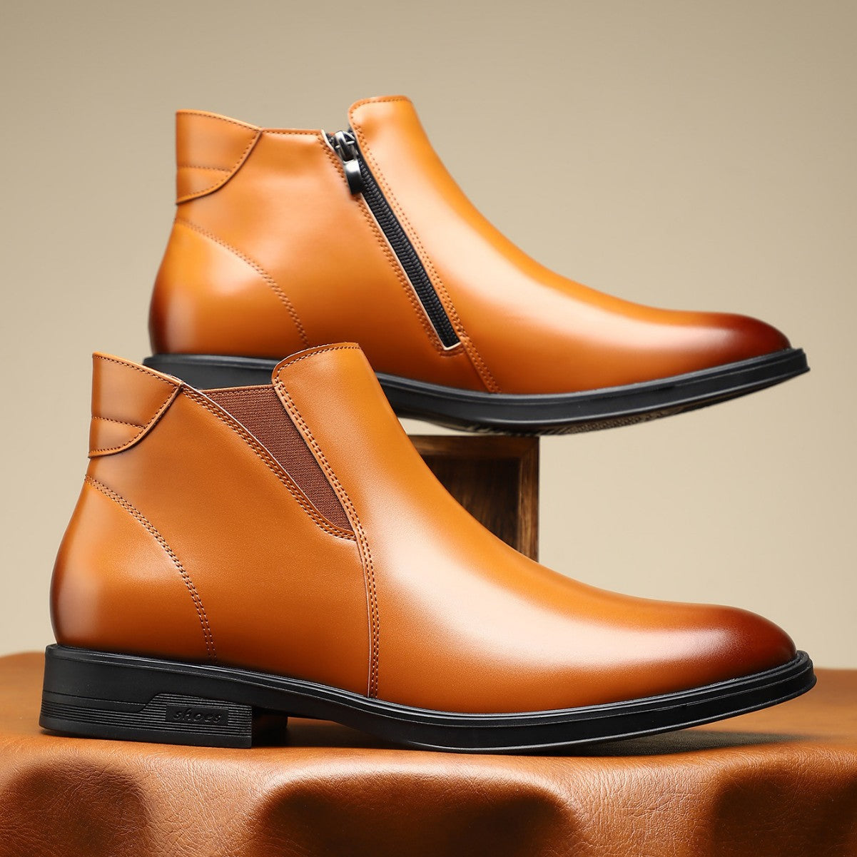 Lorenzo Chelsea Boots in Light Brown — side view pair