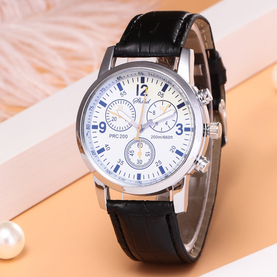 Beckett Chronograph Watch in Black — stainless steel with leather strap