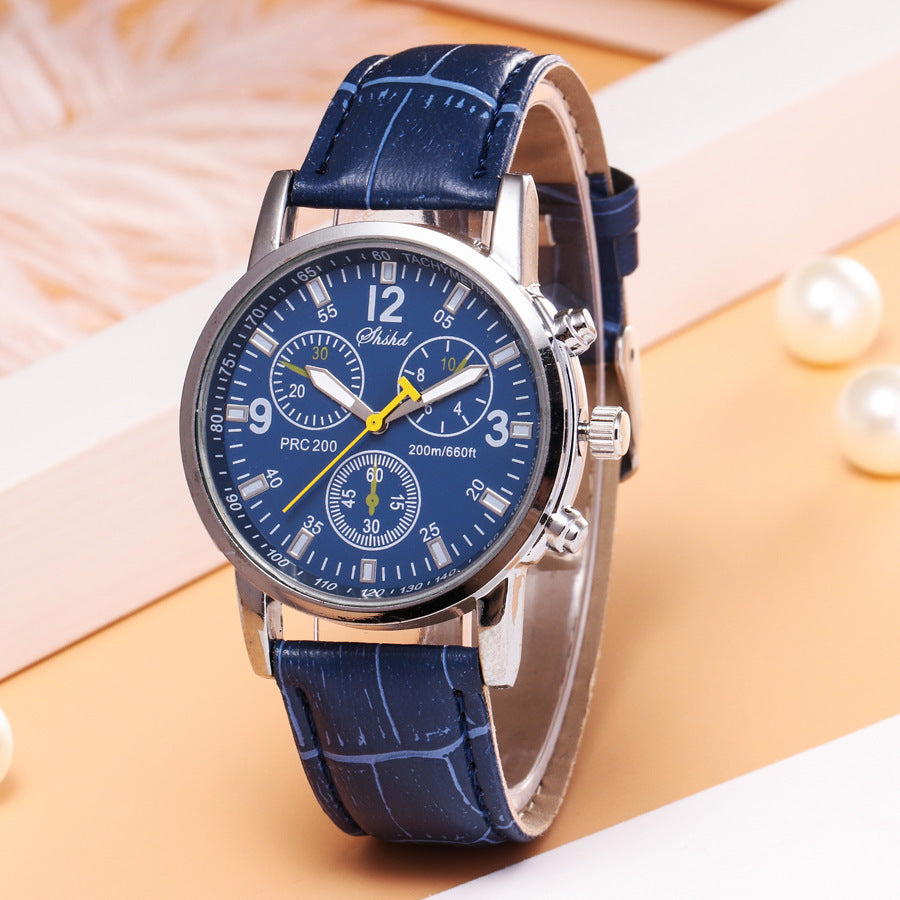 Beckett Chronograph Watch in Blue — stainless steel with leather strap