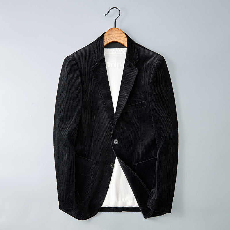 Otto Corduroy Blazer in Gray — men's two-button notched-lapel corduroy blazer