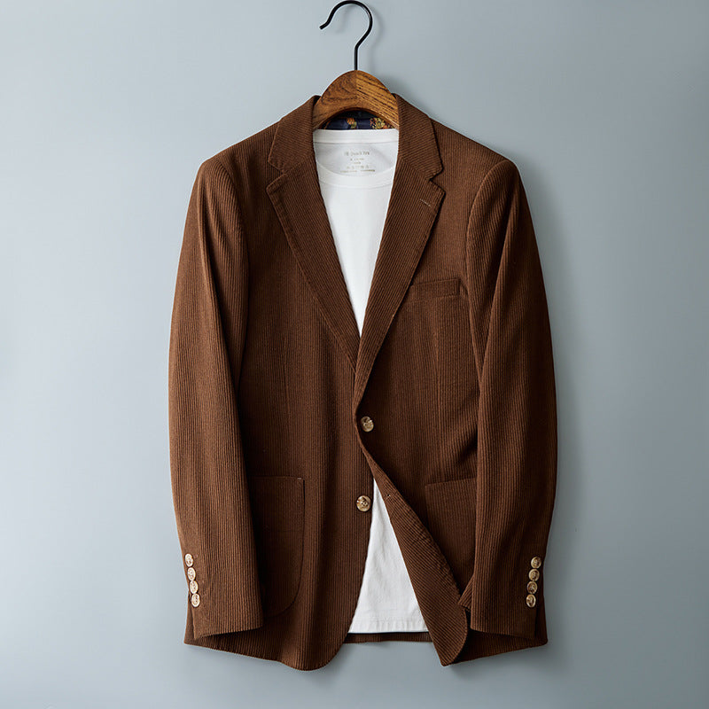 Dante Corduroy Blazer in Brown — rich ribbed corduroy with notched lapel