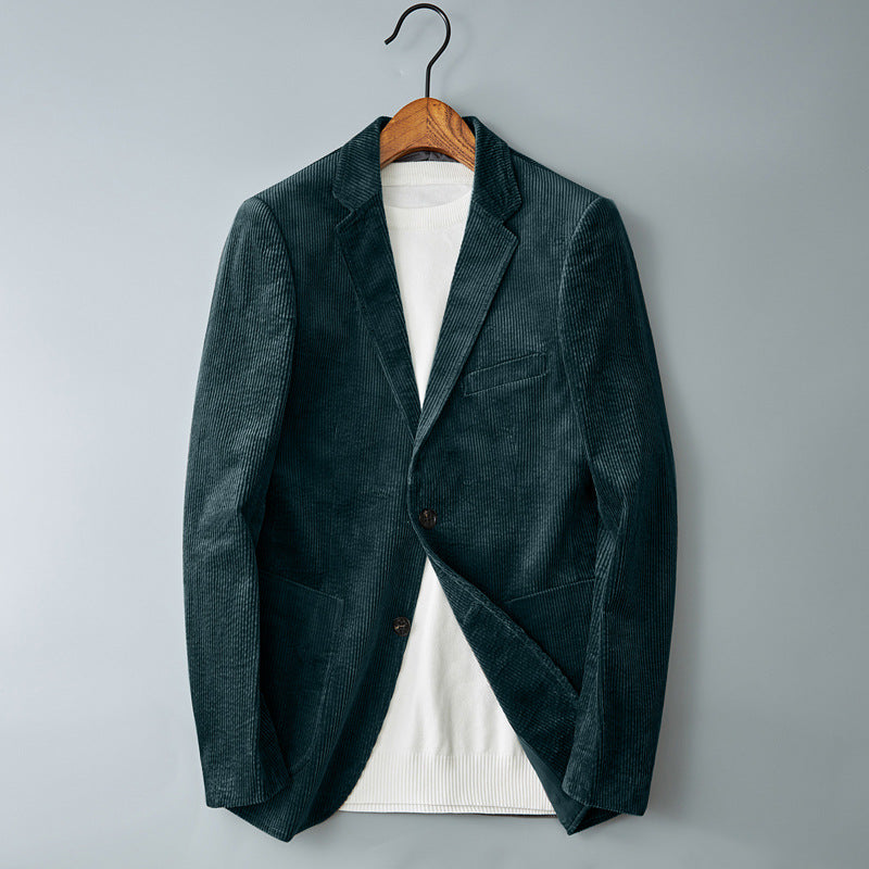 Otto Corduroy Blazer in Green — men's two-button notched-lapel corduroy blazer