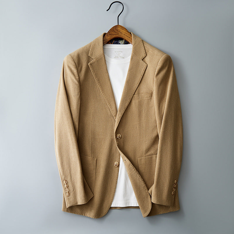 Dante Corduroy Blazer in Light Brown — rich ribbed corduroy with notched lapel