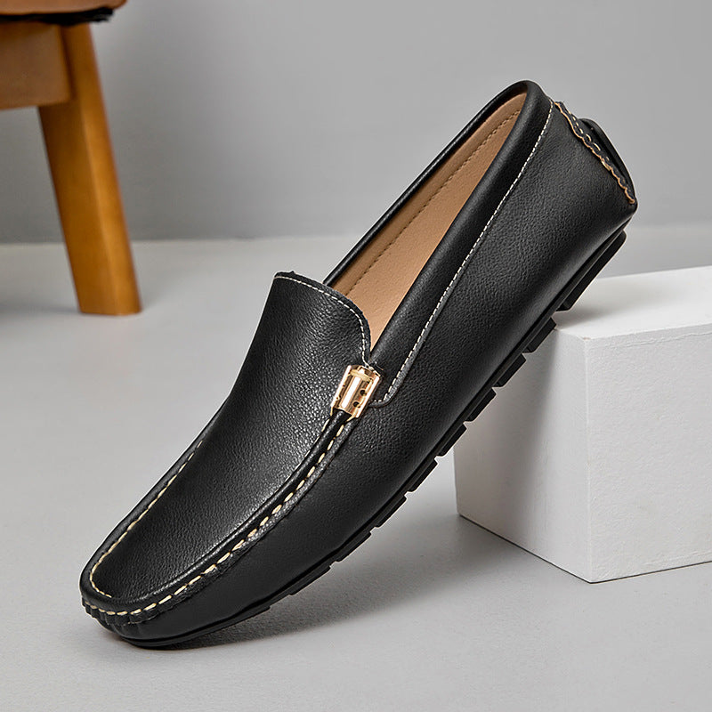 Emile Moccasin Loafers in Black — men's slip-on leather driving loafers | Spaydes