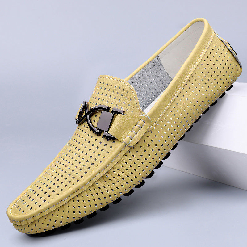 Rafferty Loafers in Yellow — breathable perforated driving loafers