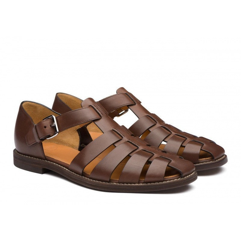 Remy Woven Sandals in Brown — men's woven leather fisherman sandals