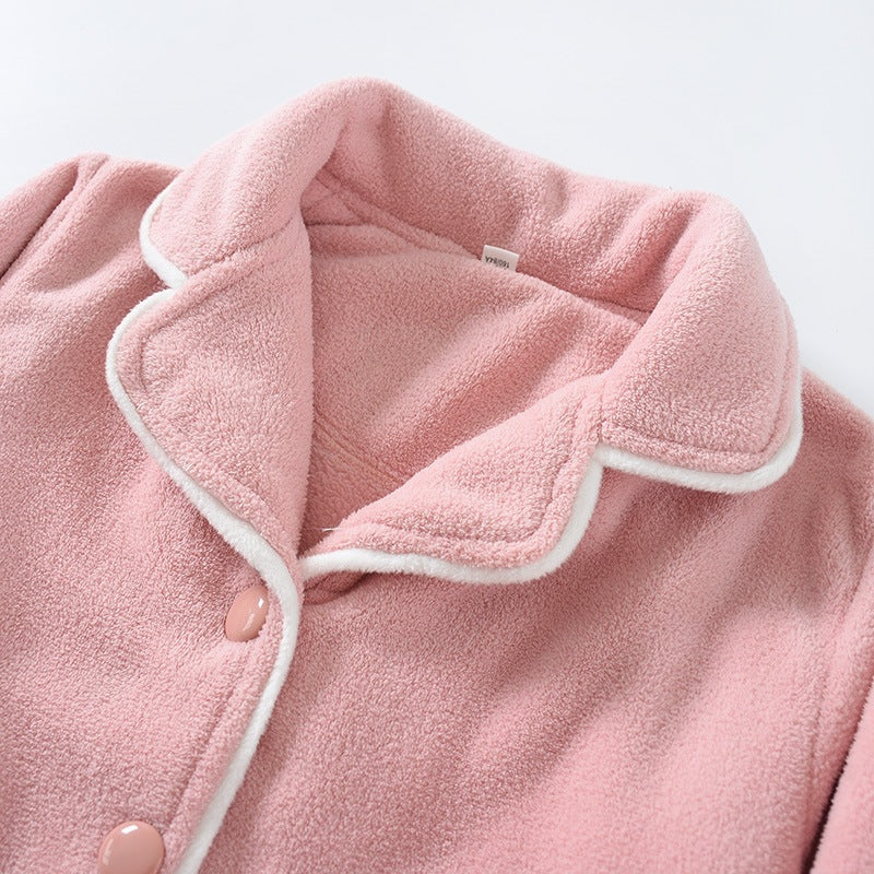 Freya Pajama Set in Pink — notched collar with contrast piped trim