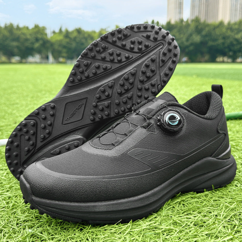 Theo Golf Shoes in Black — men's spikeless golf shoe with twist-dial lacing