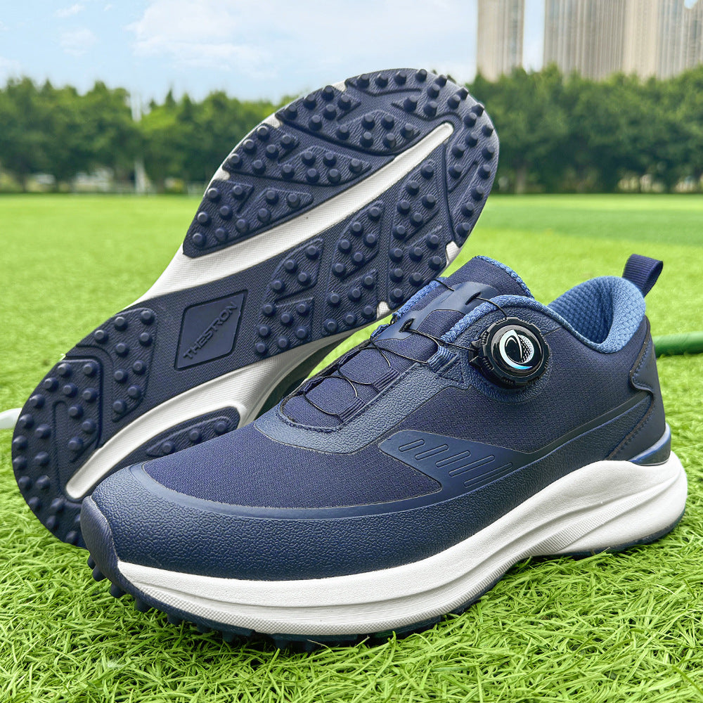 Theo Golf Shoes in Navy Blue — men's spikeless golf shoe with twist-dial lacing