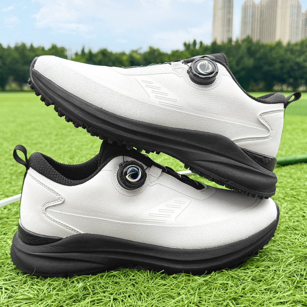 Theo Golf Shoes in White — men's spikeless golf shoe with twist-dial lacing