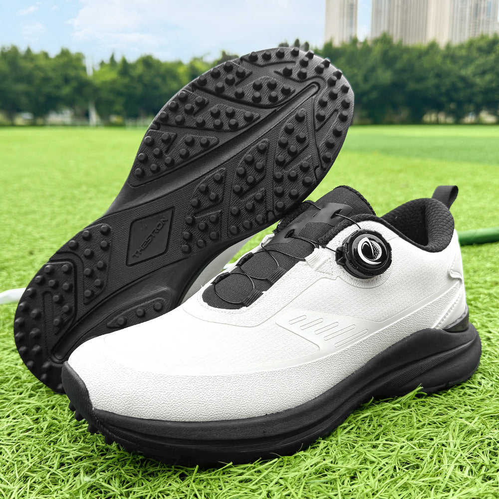 Theo Golf Shoes in White — men's spikeless golf shoe with twist-dial lacing