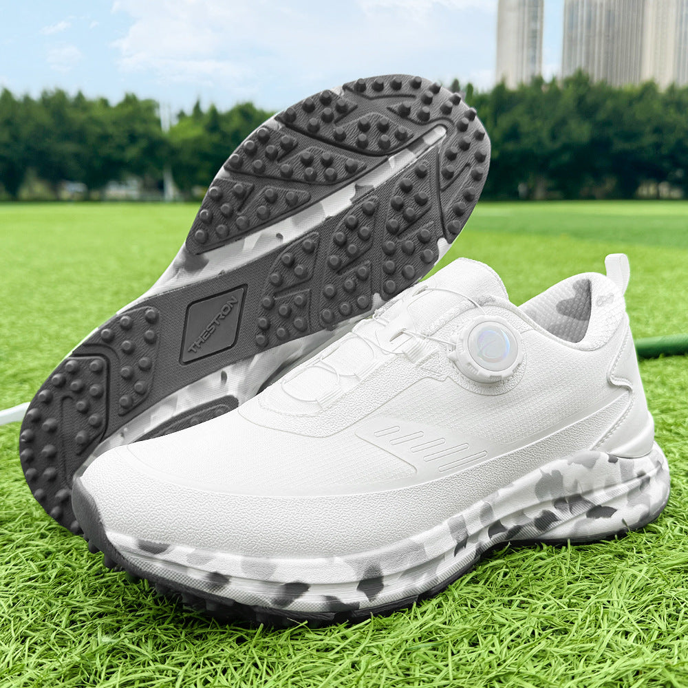 Theo Golf Shoes in White — men's spikeless golf shoe with twist-dial lacing