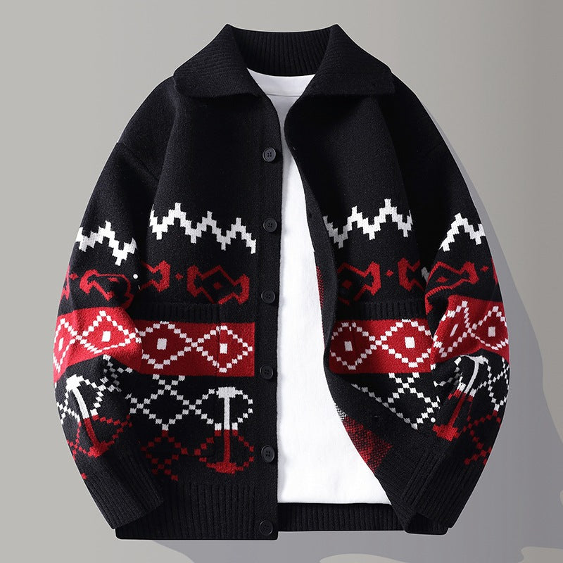 Callum Knit Cardigan in Black — front view
