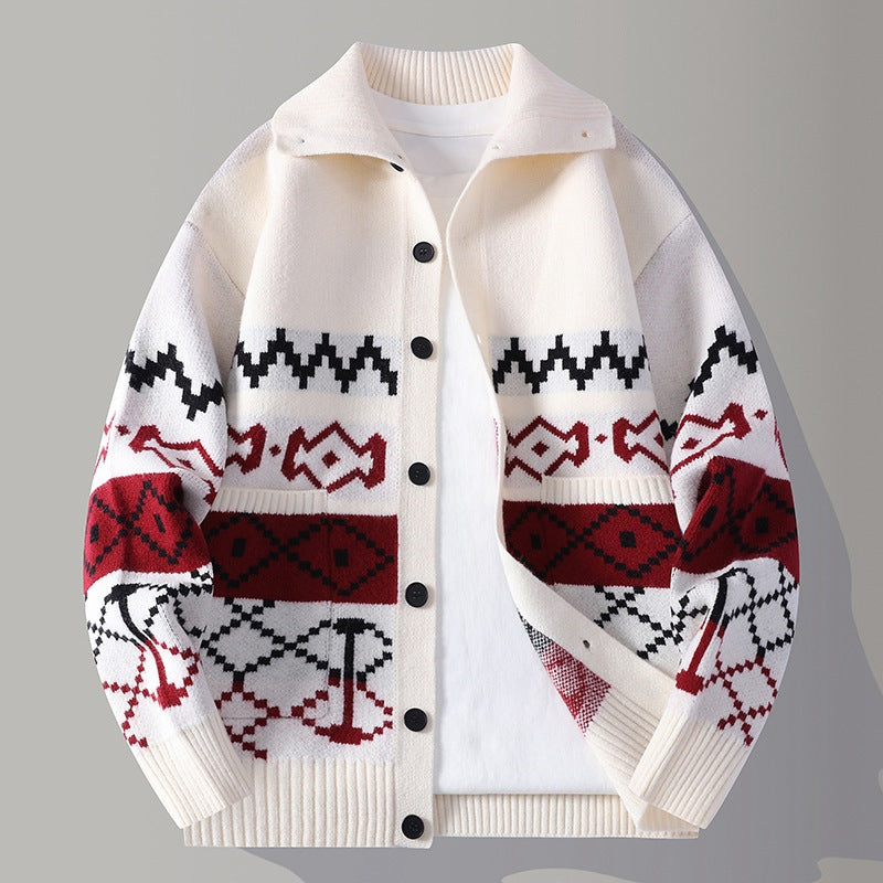 Callum Knit Cardigan in Cream — front view