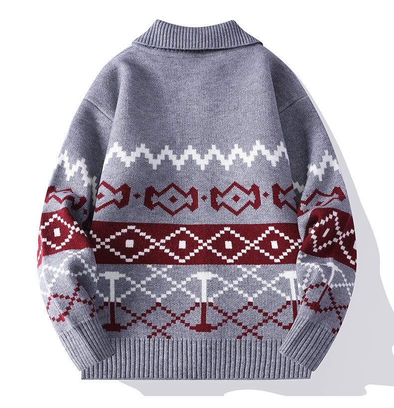 Callum Knit Cardigan in Gray — back view
