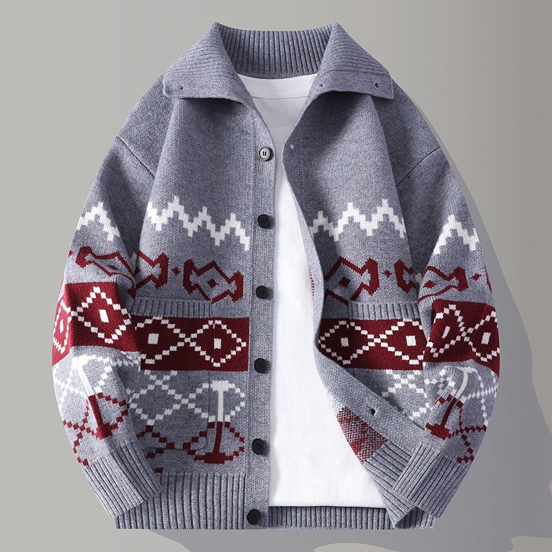Callum Knit Cardigan in Gray — front view