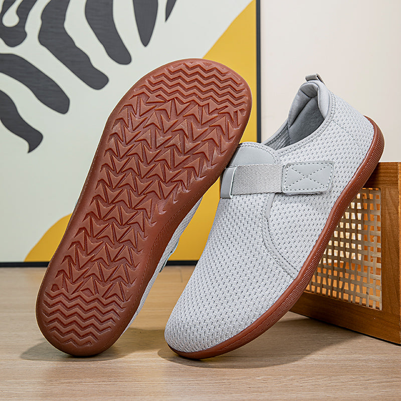 Milo Velcro Sneakers in Light Gray — gum rubber sole detail