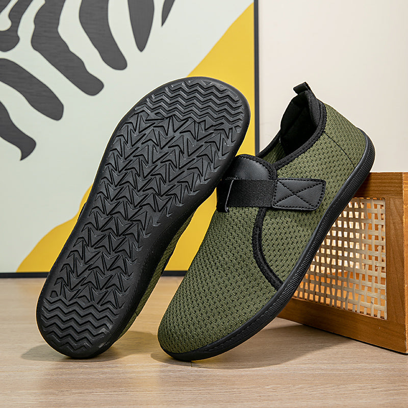 Milo Velcro Sneakers in Olive Green — gum rubber sole detail