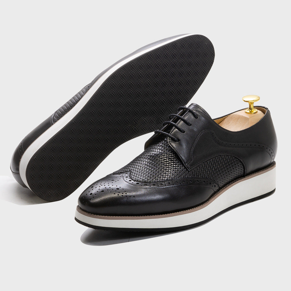 Jasper Woven Brogues in Black — rubber sole detail