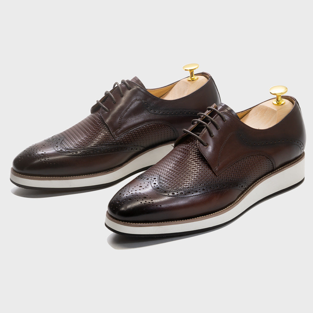 Jasper Woven Brogues in Dark Brown — side view