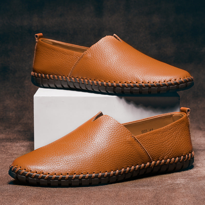 Pierce Moccasin Loafers in Light Brown — men's slip-on leather loafers