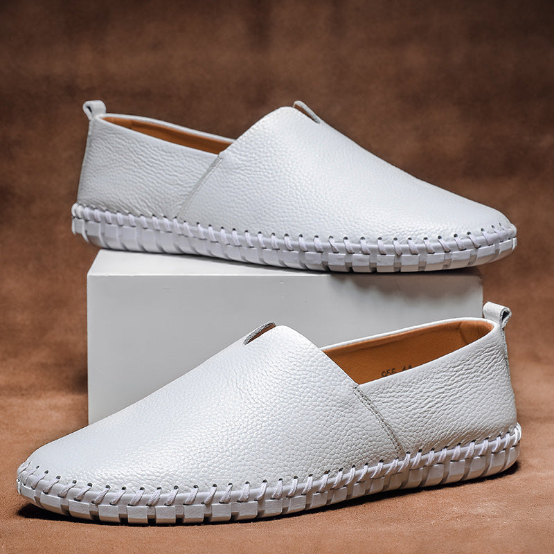 Pierce Moccasin Loafers in White — men's slip-on leather loafers