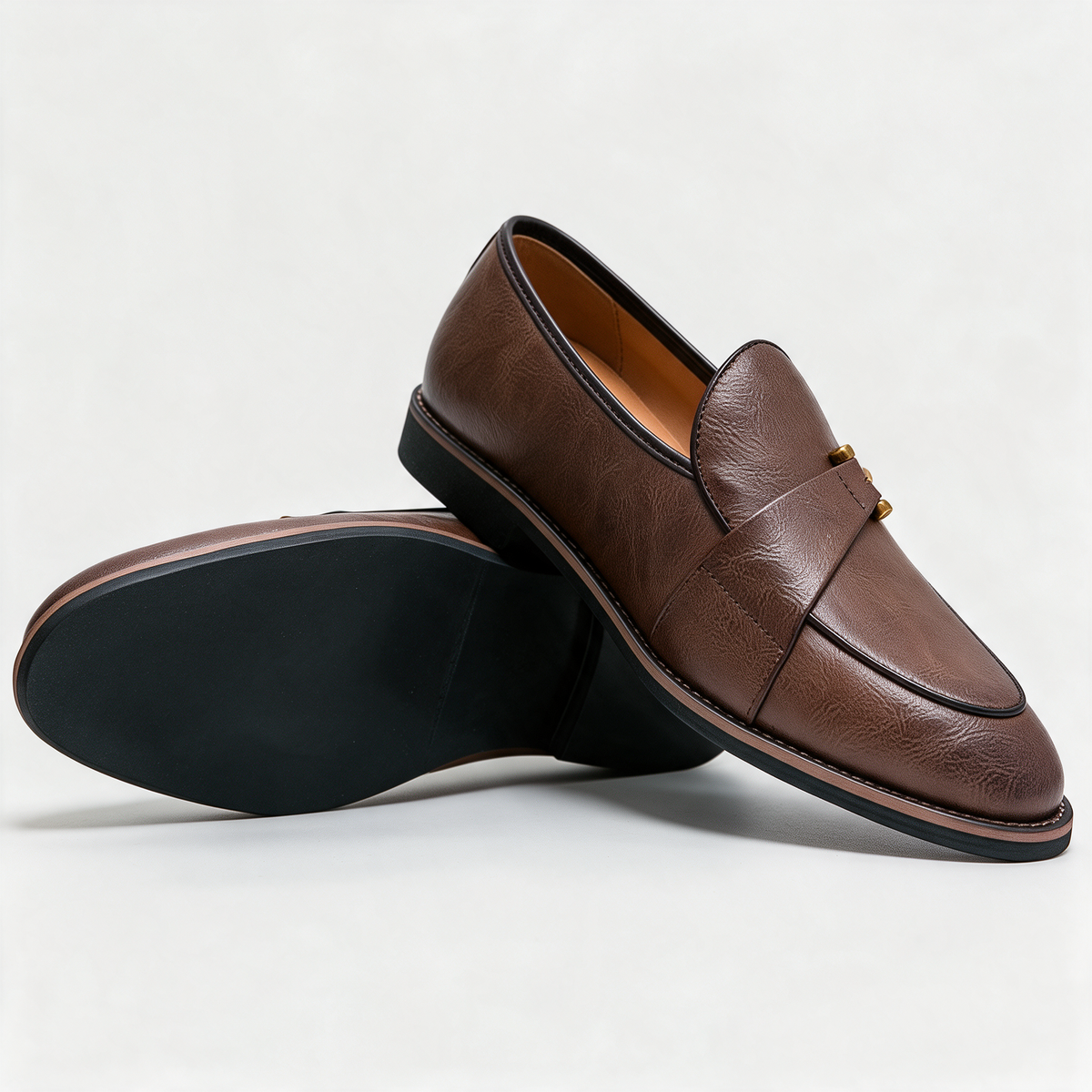 Rhett Buckle Loafers in Brown — studio view with sole detail