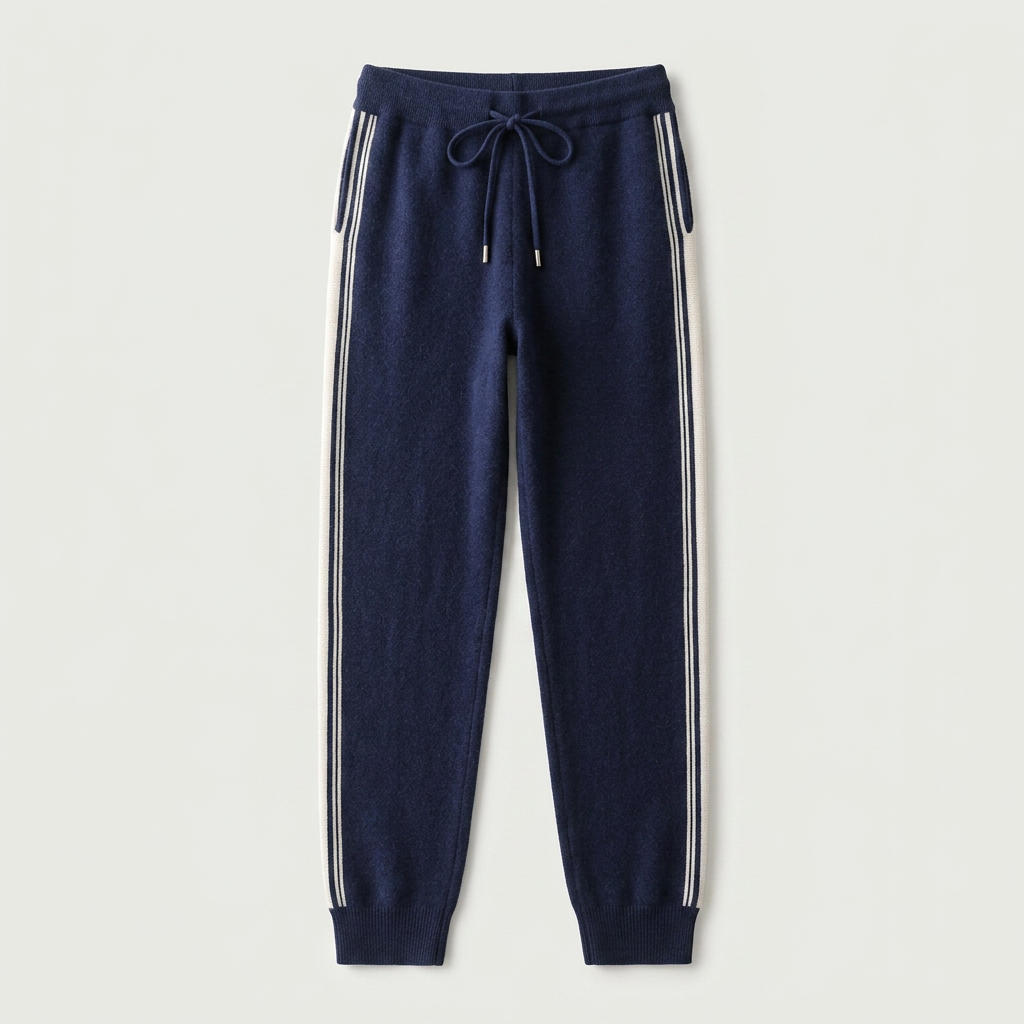 Celeste Cashmere Joggers — women's cashmere side-stripe joggers