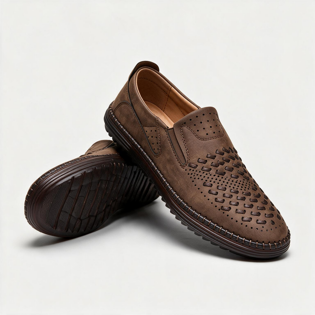 Gianni Woven Loafers — men's woven suede slip-on loafer with cushioned sole