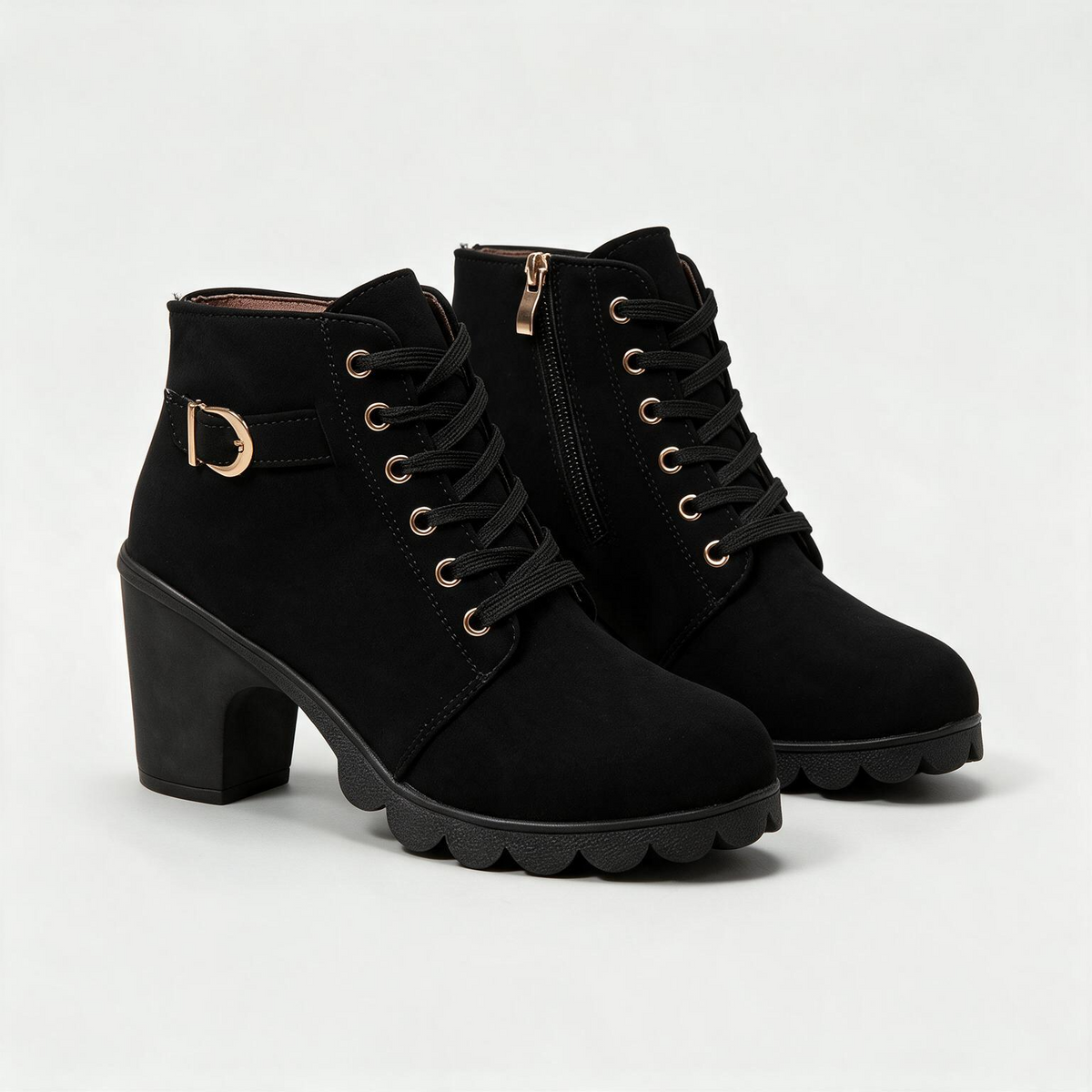 Cara Platform Boots — women's suede lace-up platform ankle boots