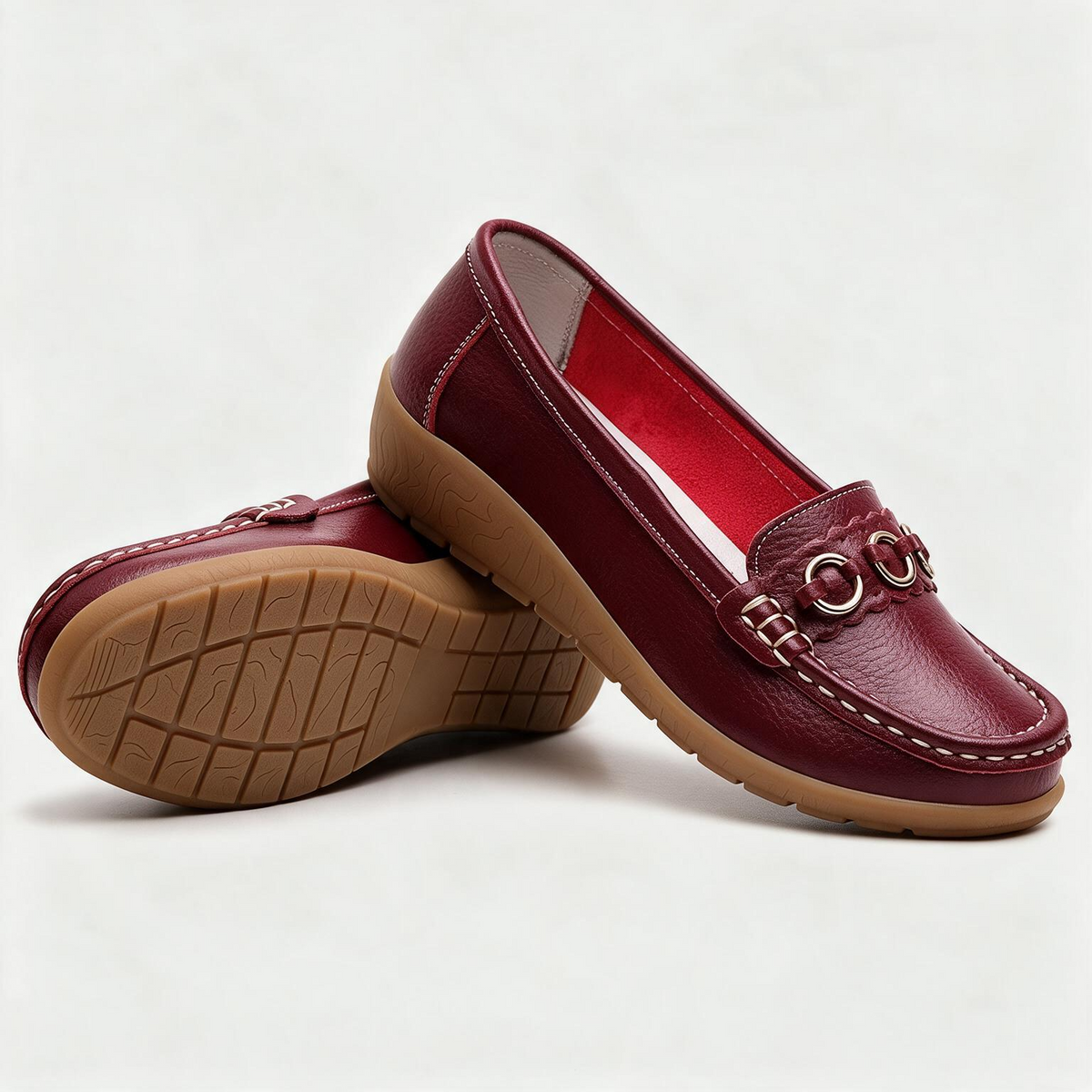 Nella Wedge Loafers — women's leather slip-on wedge loafers