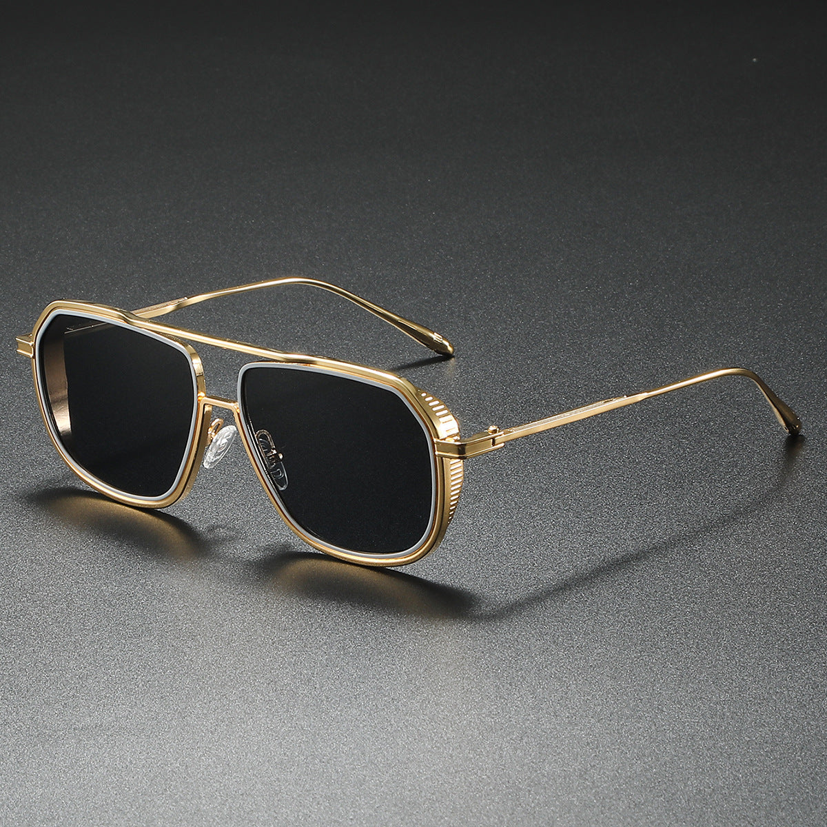 Florian Aviator Sunglasses in Gold — men's polished metal aviator eyewear