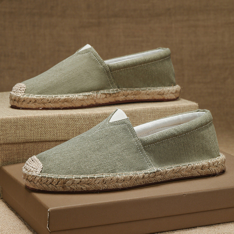 Federico Espadrilles in Olive Green — soft cotton canvas slip-on