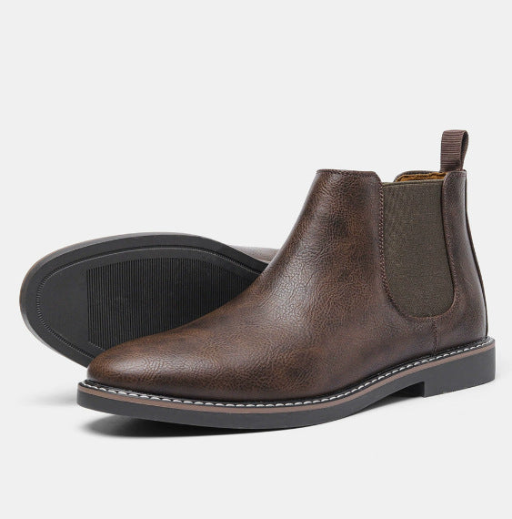 Lorenzo Chelsea Boots in Brown — men's leather Chelsea boots with elastic side panel
