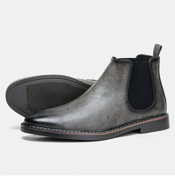 Lorenzo Chelsea Boots in Gray — men's leather Chelsea boots with elastic side panel
