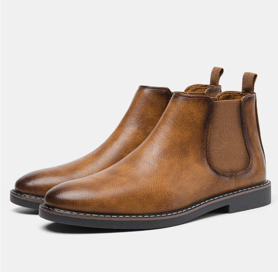 Lorenzo Chelsea Boots in Tan — men's leather Chelsea boots with elastic side panel