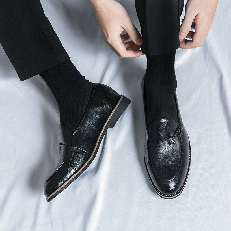 Massimo Leather Loafers in Black — on-foot lifestyle shot