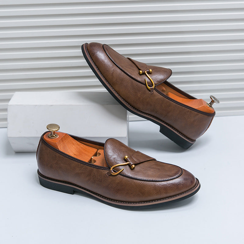 Massimo Leather Loafers in Brown — rich smooth leather slip-on